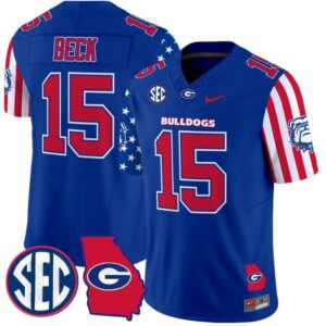 Carson Beck  #15 Georgia Bulldogs American Style Vapor   Stitched Royal