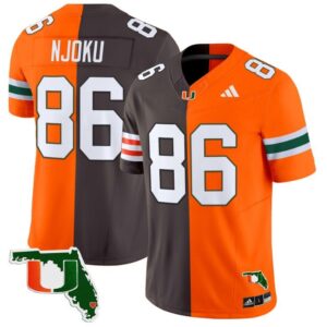 David Njoku  #86 Miami Hurricanes Split Vapor   Stitched