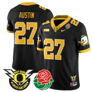 Daylen Austin  #27 Oregon Ducks 2024 Rose Bowl Patch N1  Black