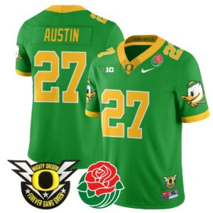Daylen Austin  #27 Oregon Ducks 2024 Rose Bowl Patch N1  Green