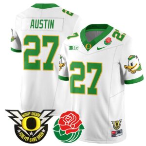 Daylen Austin  #27 Oregon Ducks 2024 Rose Bowl Patch N1  White