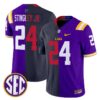 Derek Stingley Jr  #24 LSU Tiger Split Vapor  V2  Stitched