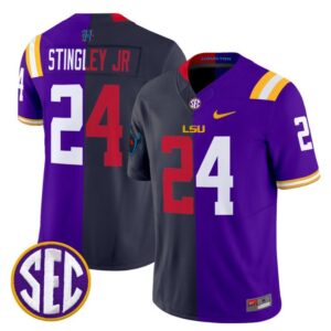 Derek Stingley Jr  #24 LSU Tiger Split Vapor  V2  Stitched