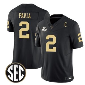 Diego Pavia  #2 Vanderbilt Commodores College  Stitched Black