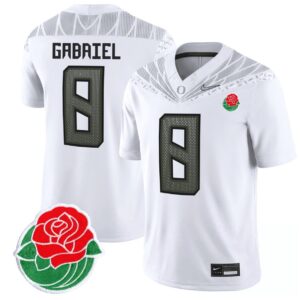 Dillon Gabriel  #8 Oregon Ducks Rose Bowl Patch Vapor  White