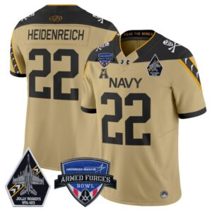 Eli Heidenreich  #22 Navy Midshipmen 2025 Armed Forces Bowl  Gold