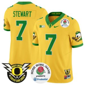 Evan Stewart  #7 Oregon Ducks  2024 Rose Bowl Stitched Gold