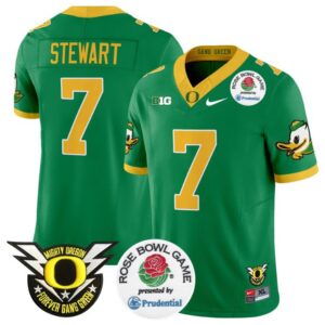 Evan Stewart  #7 Oregon Ducks  2024 Rose Bowl Stitched Green