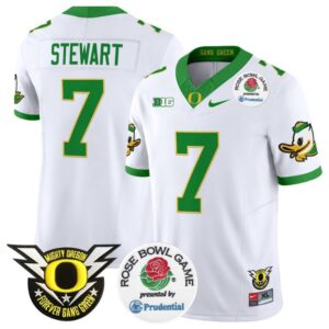 Evan Stewart  #7 Oregon Ducks  2024 Rose Bowl Stitched White