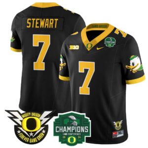 Evan Stewart  #7 Oregon Ducks 2024 Big Ten Champions  Black