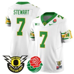 Evan Stewart  #7 Oregon Ducks 2024 Rose Bowl Patch  White