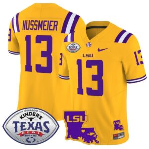 Garrett Nussmeier  #13 LSU Tigers 2024 Texas Bowl  Stitched Gold