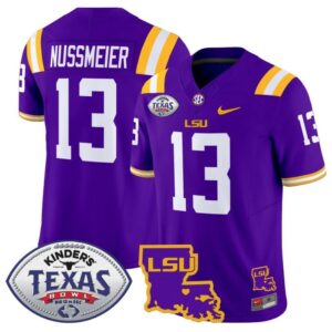 Garrett Nussmeier  #13 LSU Tigers 2024 Texas Bowl  Stitched Purple
