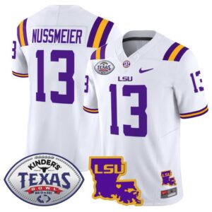 Garrett Nussmeier  #13 LSU Tigers 2024 Texas Bowl  Stitched White