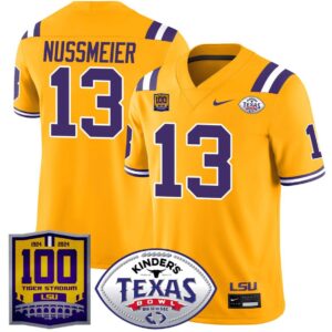 Garrett Nussmeier  #13 LSU Tigers Texas Bowl Patch  Gold