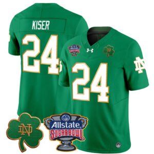 Jack Kiser  #24 Notre Dame 2024 Sugar Bowl Patch  Green
