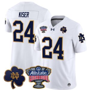 Jack Kiser  #24 Notre Dame 2024 Sugar Bowl Patch  White