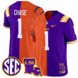 Ja'Marr Chase  #1 LSU Tiger Split Vapor   All Stitched