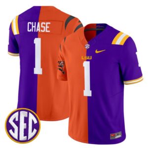 Ja'Marr Chase  #1 LSU Tiger Split Vapor  V2  All Stitched