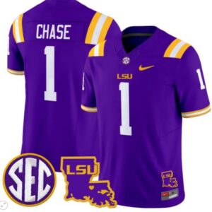 Ja'Marr Chase  #1 LSU Tigers 2024  College  Stitched Purple