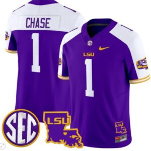 Ja'Marr Chase  #1 LSU Tigers 2024  College  Stitched Purple Alternate