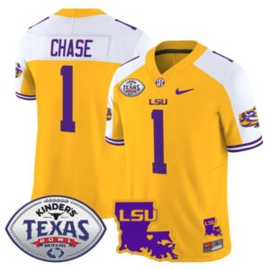 Ja'Marr Chase  #1 LSU Tigers 2024 Texas Bowl  Gold Alternate