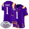 Ja'Marr Chase  #1 LSU Tigers 2024 Texas Bowl  Stitched Purple