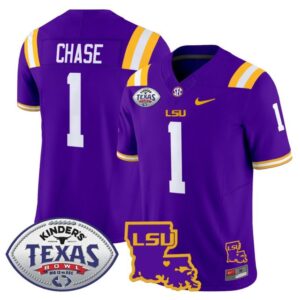 Ja'Marr Chase  #1 LSU Tigers 2024 Texas Bowl  Stitched Purple