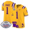 Ja'Marr Chase  #1 LSU Tigers 2024 Texas Bowl Patch  Stitched Gold