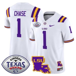 Ja'Marr Chase  #1 LSU Tigers 2024 Texas Bowl Patch  Stitched White