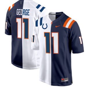Jeff George  #11 Illinois Fighting Illini Split  Game Stitched