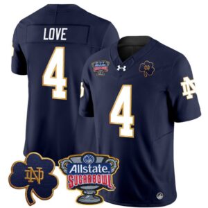 Jeremiyah Love  #4 Notre Dame 2024 Sugar Bowl Patch  Navy