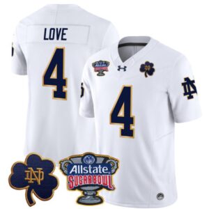 Jeremiyah Love  #4 Notre Dame 2024 Sugar Bowl Patch  White