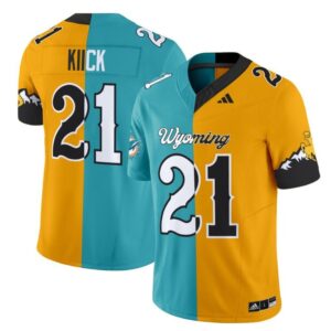 Jim Kiick  #21 Wyoming Cowboys Split Vapor   Stitched