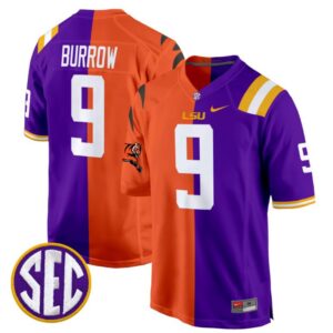 Joe Burrow  #9 LSU Tiger Split Game College  All Stitched