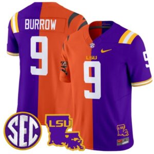 Joe Burrow  #9 LSU Tiger Split Vapor   Stitched