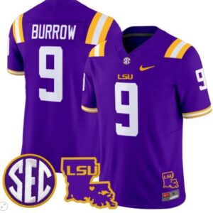 Joe Burrow  #9 LSU Tigers 2024 Patch Vapor  College  Stitched Purple