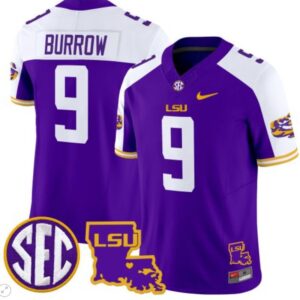 Joe Burrow  #9 LSU Tigers 2024 Patch Vapor  College  Stitched Purple Alternate