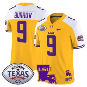 Joe Burrow  #9 LSU Tigers 2024 Texas Bowl  Stitched Gold Alternate