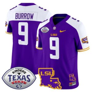 Joe Burrow  #9 LSU Tigers 2024 Texas Bowl  Stitched Purple Alternate