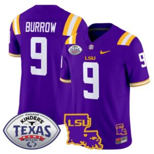 Joe Burrow  #9 LSU Tigers 2024 Texas Bowl Patch  Stitched Purple