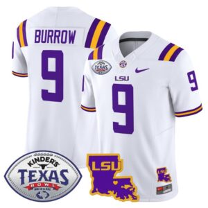 Joe Burrow  #9 LSU Tigers 2024 Texas Bowl Patch  Stitched White