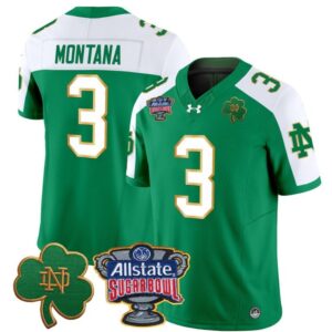 Joe Montana  #3 Notre Dame 2024 Sugar Bowl Patch  Green Alternate