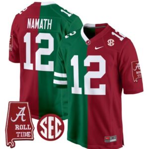 Joe Namath  #12 Alabama Crimson Tide Split  Game Stitched
