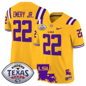 John Emery Jr  #22 LSU Tigers 2024 Texas Bowl  Stitched Gold