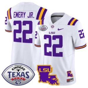 John Emery Jr  #22 LSU Tigers 2024 Texas Bowl  Stitched White