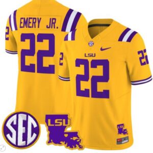 John Emery Jr  #22 LSU Tigers 2024 Vapor  College  Stitched Gold