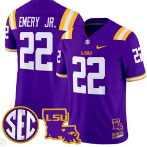 John Emery Jr  #22 LSU Tigers 2024 Vapor  College  Stitched Purple