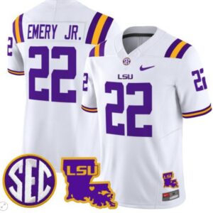 John Emery Jr  #22 LSU Tigers 2024 Vapor  College  Stitched White
