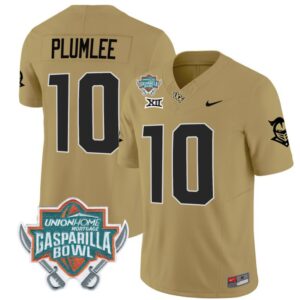 John Rhys Plumlee  #10 UCF Knights Unionhome Patch Vapor  Stitched Gold
